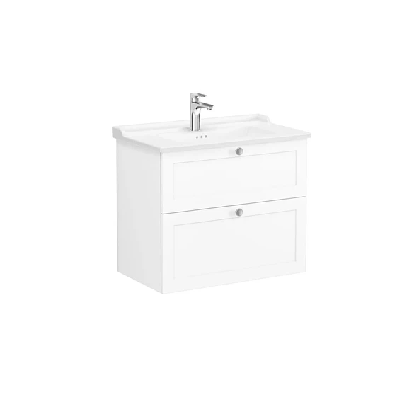 68869 Vitra Root Classic Çift Çekmeceli Lavabo Dolabı, 80 cm, Mat Beyaz (Klasik Lavabo Dahil) ürün görseli 1