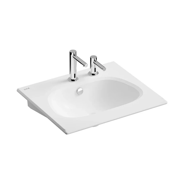 5707B403-1514 Vitra Frame Etajerli Lavabo, 60 cm, Beyaz (Entegre Temassız Sıvı Sabunluk Delikli) ürün görseli 1