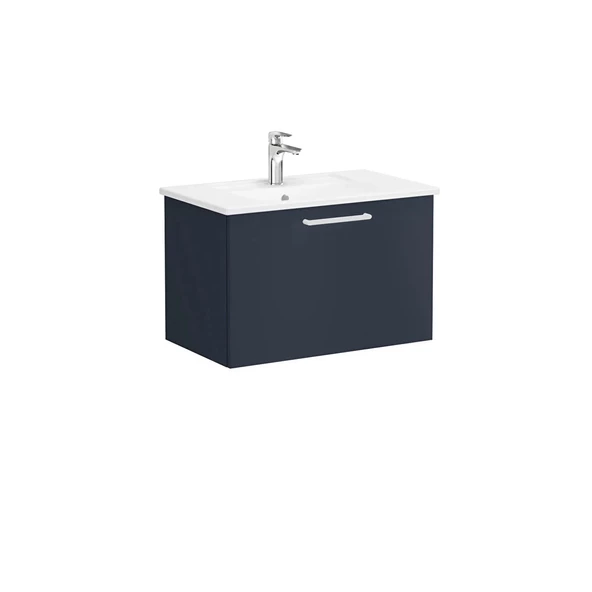 68222 Vitra Root Flat Tek Çekmeceli Lavabo Dolabı, 80 cm, Mat Lacivert (Köşeli Lavabo Dahil) ürün görseli 1