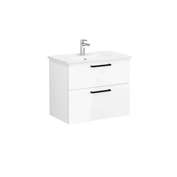 66306 Vitra Root Flat İki Çekmeceli Lavabo Dolabı, 80 cm, Parlak Beyaz (Köşeli Lavabo Dahil) ürün görseli 1
