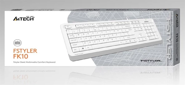 A4 Tech Fk10 Q Usb Fsytyler Beyaz Tr Fn-Mmedya Klavye ürün görseli 1