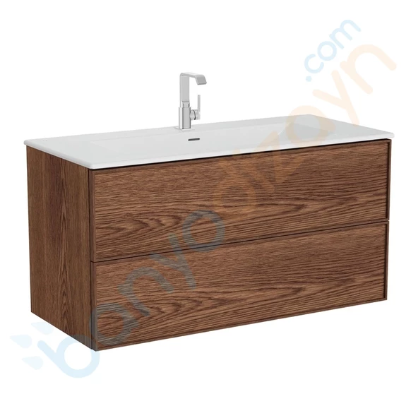 67157 Vitra Metropole Edge Lavabo Dolabı, Çift Çekmeceli, Etajerli Lavabolu, 120 cm, Ceviz ürün görseli 1