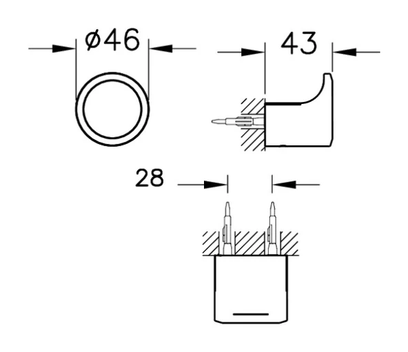 A4430639 Vitra Eternity Kücük Kanca Askı, Siyah ürün görseli 1
