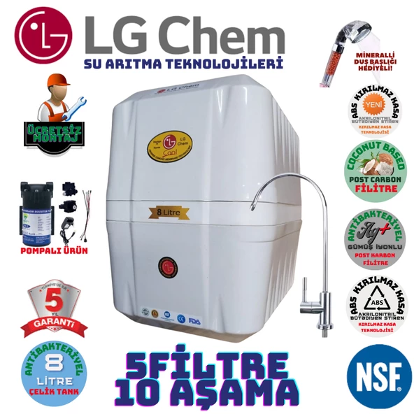 LG Chem COOL BEYAZ POMPALI MONTAJ DAHİL 8 LİTRE 5 FİLTRE 10 AŞAMA SU ARITMA CİHAZI ürün görseli 1