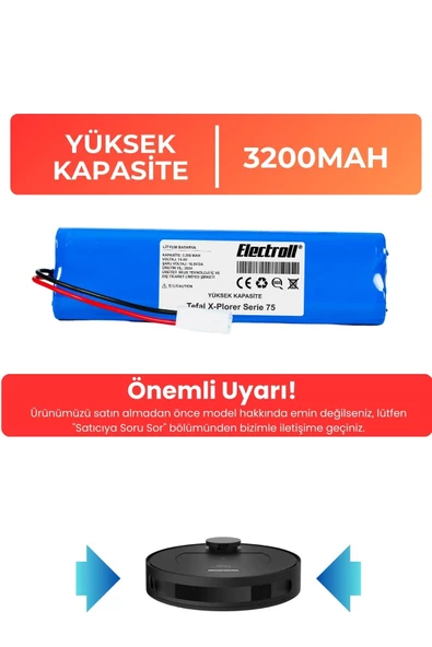 Tefal X-Plorer Serie 75 Robot Süpürge Bataryası (YÜKSEK KAPASİTE) 3200mAh ürün görseli 1