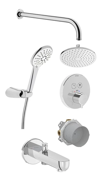 A49293 VitrA AquaHeat AquaControl Round Ankastre Termostatik Banyo Seti (Bliss 2F, Bliss 3F) ürün görseli 1