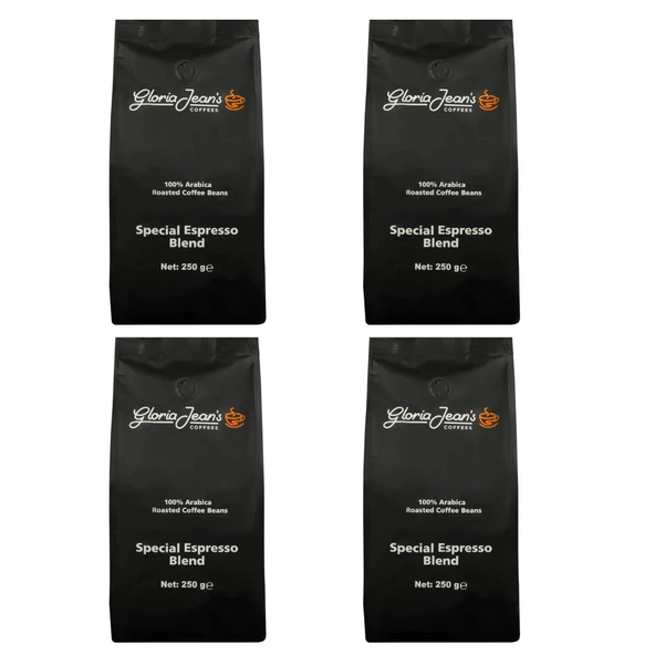 GLORİA JEAN'S SPECİAL ESPRESSO BLEND ÇEKİRDEK KAHVE 250GR 4'LÜ PAKET ürün görseli 1