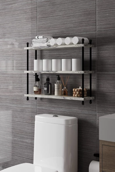 İnci Klozet Arkası Çok Amaçlı Banyo Düzenleyici, Klozet Üstü Raf Ve Organizatör, 60 cm ürün görseli 1