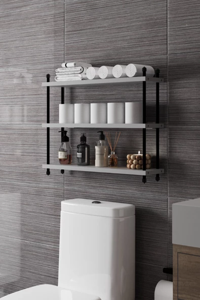 İnci Klozet Arkası Çok Amaçlı Banyo Düzenleyici, Klozet Üstü Raf Ve Organizatör, 60 cm ürün görseli 1