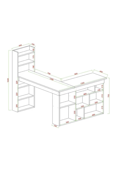 Venedik 13 Raflı Çalışma Masası, Frezya - Resim 3