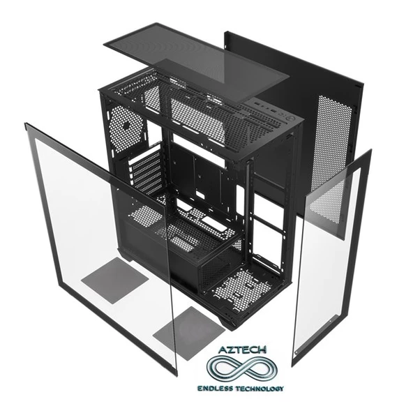 AZTECH AZT101 B Gaming Mid-Tower PC Kasası RGB Switch - Resim 7