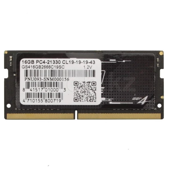 GEIL 16GB DDR4 2666MHZ CL19 NOTEBOOK RAM GS416GB2666C19SC ürün görseli 1