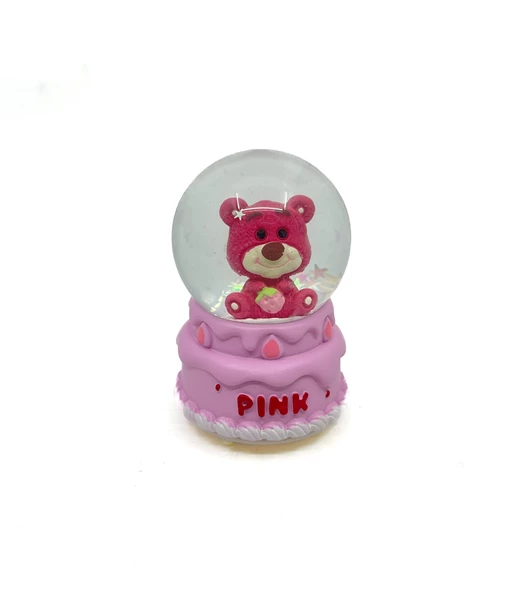 Işıklı Kar Küresi Pembe Ayıcık Çilek Paketi 7 cm ürün görseli 1