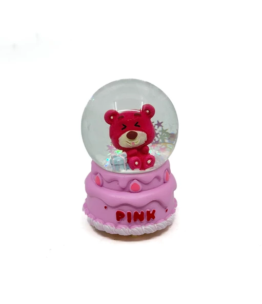 Işıklı Kar Küresi Pembe Ayıcık Hediye Paketi 7 cm ürün görseli 1