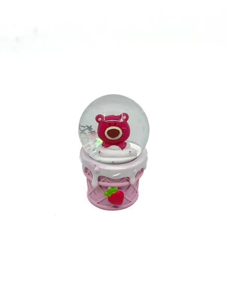 Işıklı Kar Küresi Pembe Ayıcık 7 cm - Resim 3