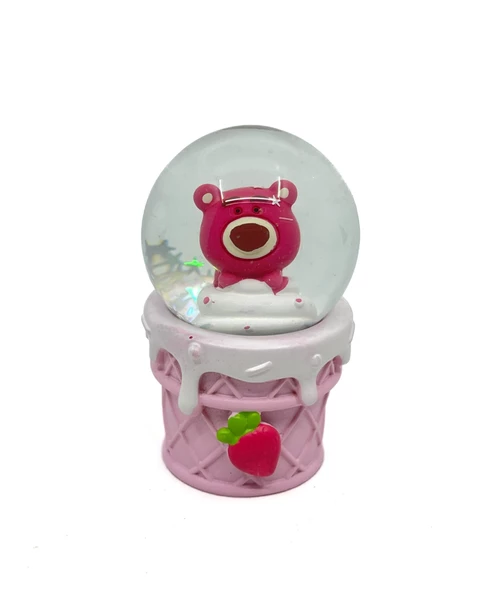 Işıklı Kar Küresi Pembe Ayıcık 7 cm ürün görseli 1