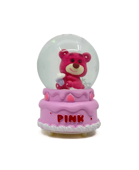 Işıklı Kar Küresi Pembe Ayıcık Cupcake 7 cm - Resim 2