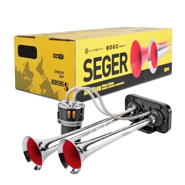 SEGER-85Kh Fala Fala Kompresörlü Korna 12V, Krom Borulu, Melodili ürün görseli 1