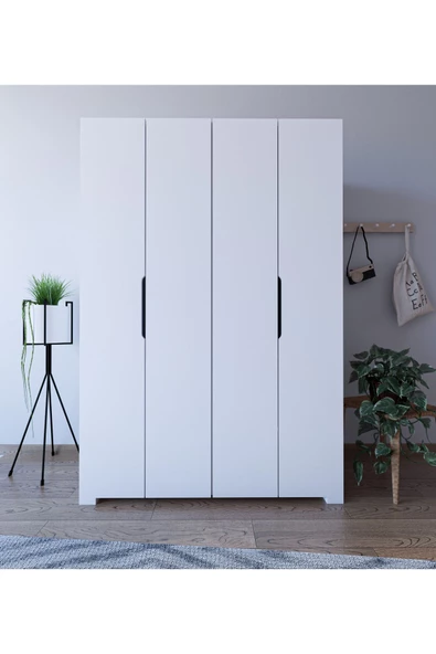 VM VERTEX MOBİLYA Monza 4 Kapılı Beyaz Gardırop Dolap 120 Cm ürün görseli 1