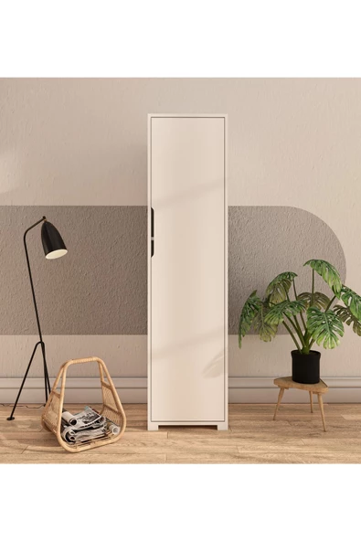 VM VERTEX MOBİLYA Flora 1 Kapaklı 5 Raflı Gardırop Beyaz Elbise Dolabı ürün görseli 1