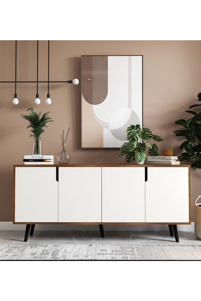 VM VERTEX MOBİLYA Latina Modern Konsol 180 Cm Ceviz - Beyaz ürün görseli 1