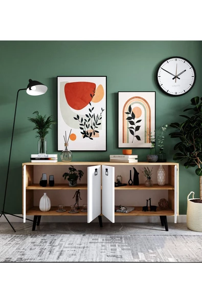 PTTAVM: VM VERTEX MOBİLYA Mirza Modern Konsol 180 Cm Safir Meşe-beyaz
