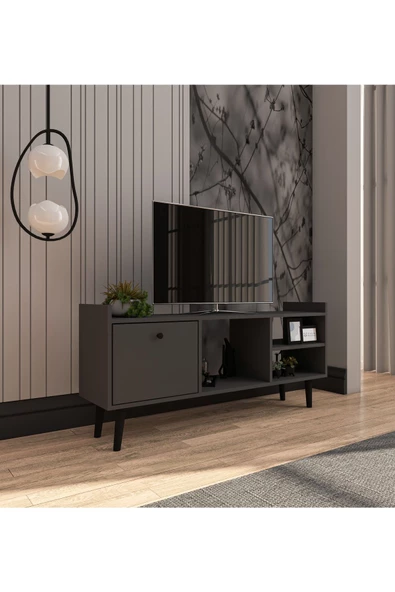 VM VERTEX MOBİLYA Leo Tv Ünitesi Antrasit Televizyon Konsolu 140 Cm Ekonomik Modül Sehpa ürün görseli 1