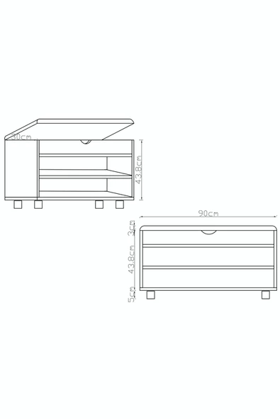 VM VERTEX MOBİLYA Alin Sepet Ayakkabılık Bench - Resim 3