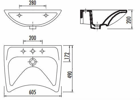 CREAVİT BD060 BEDENSEL ENGELLİ LAVABO - Resim 2