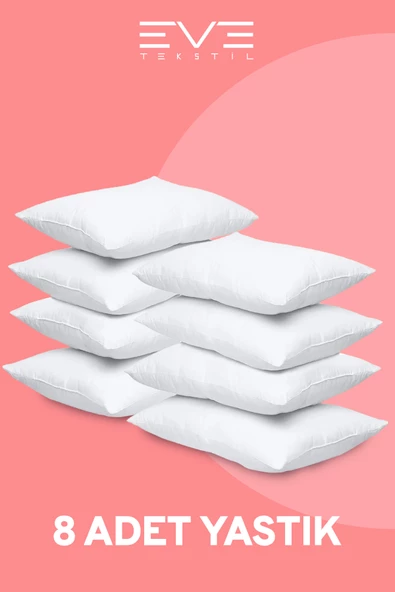 8 Adet Micro Silikon Elyaf Nonwoven Yıkanabilir Antialerjik Ev Ve Hotel Yastık 50x70cm 700 gr ürün görseli 1