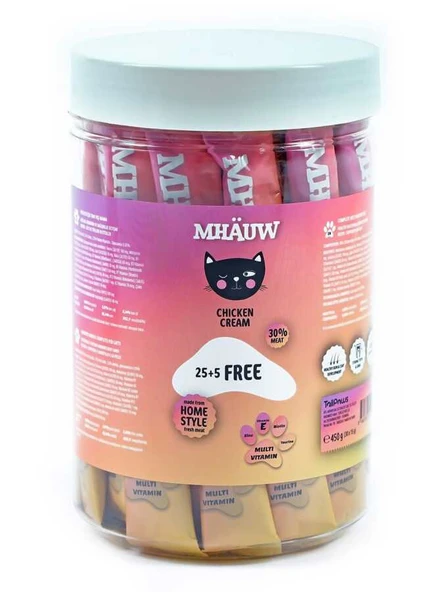 Mhauw Multi Vitaminli Tavuklu Kedi Ödül 15gr*30 lu Kavanoz  Skt:06/2027 ürün görseli 1