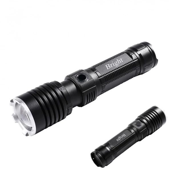 GHT-5761 XP90 LED 3 Mod Zoomlu Yağmur Suyu Geçirmez Şarjlı El Feneri ürün görseli 1