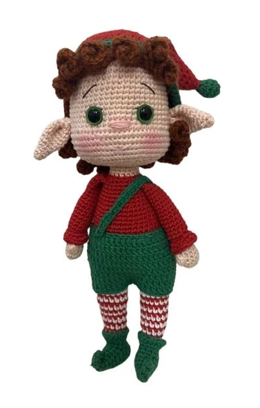 Yılbaşı Temalı Elf Bebek Amigurumi Organik Oyuncak ürün görseli 1