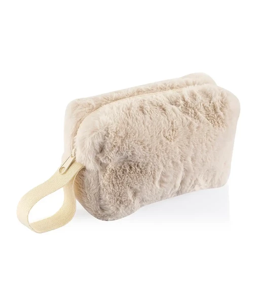 Chic Clutch Seyahat Makyaj Organizeri Kozmetik Çantası Tüy Peluş - 250 Krem ürün görseli 1
