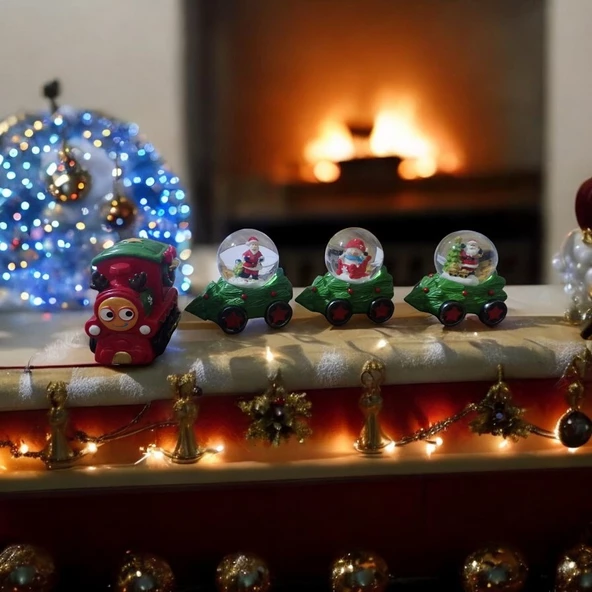 VIL DELUXE KALİTE YILBAŞI TRENİ SETİ SULU KÜRE YILBAŞI NOEL KAR KÜRELİ TREN MEERY CHRISTMAS TRAİN ürün görseli 1