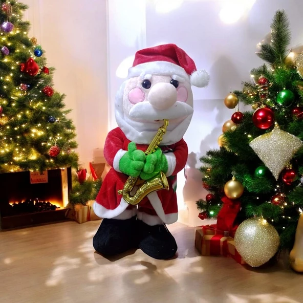 VIP KALİTE DANS EDEN SAKSAFON ÇALAN NOEL BABA MÜZİKLİ NOEL BABA NOEL BABA YILBAŞI SÜSLERİ ürün görseli 1