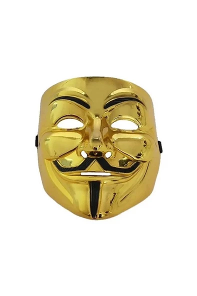 VIP GOLD VANDETA MASKESİ GOLD CADILAR BAYRAMI MASKESİ KORKU MASKESİ PARTİ MASKESİ YILBAŞI MASKESİ ürün görseli 1