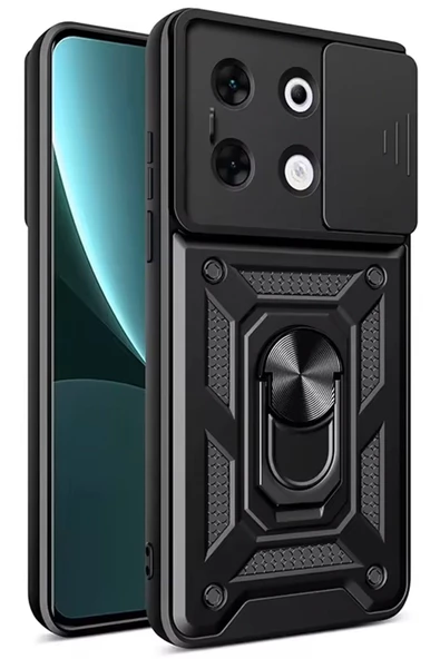 İnfinix Zero 30 5G ile Uyumlu Kılıf Pars Lens Sürgülü Yüzüklü Standlı Korumalı Kılıf ürün görseli 1