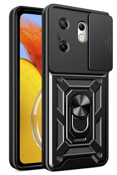 İnfinix Zero 30 4G ile Uyumlu Kılıf Pars Lens Sürgülü Yüzüklü Standlı Korumalı Kılıf ürün görseli 1