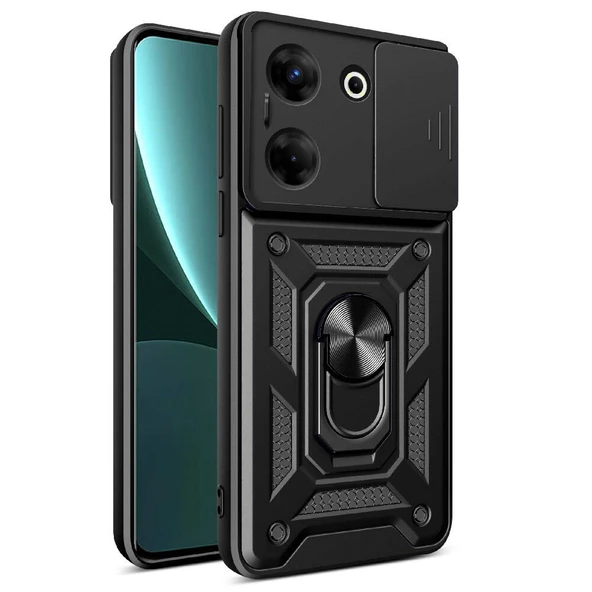 Tecno Camon 20 Pro 5G ile Uyumlu Kılıf Pars Lens Sürgülü Yüzüklü Standlı Korumalı Kılıf ürün görseli 1