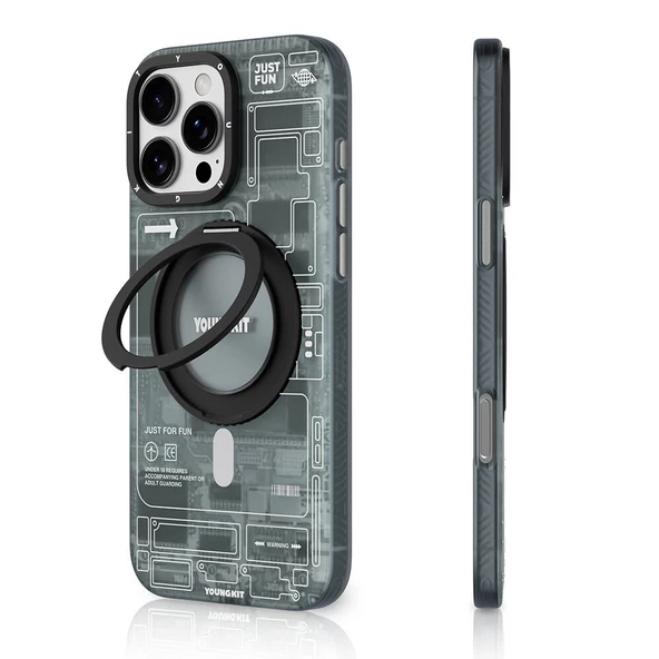 Youngkit Apple iPhone 16 Pro Kılıf Magsafe Şarj Özellikli Youngkit 360° Standlı Technology Serisi Kapak ürün görseli 1
