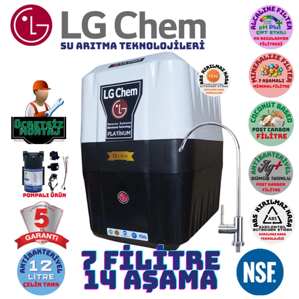 LG Chem PLATİNUM BEYAZ SİYAH 12 LİTRE 7 FİLTRE 14 AŞAMA SU ARITMA CİHAZI ürün görseli 1