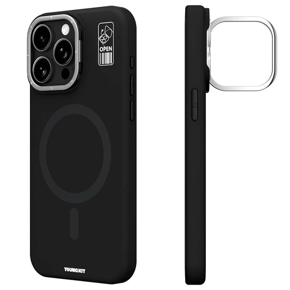 Youngkit Apple iPhone 14 Pro Max Kılıf Magsafe Şarj Özellikli Kamera Standlı Youngkit Bitty Cream Kapak ürün görseli 1