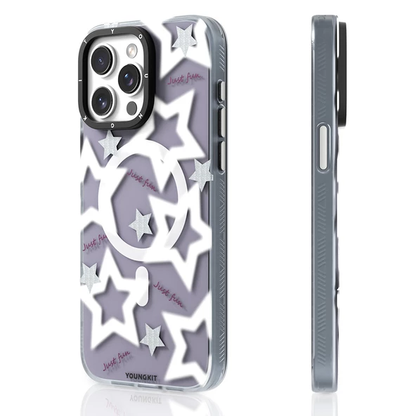 Youngkit Apple iPhone 15 Pro Max Kılıf Magsafe Şarj Özellikli Airbagli Çift Katmanlı Youngkit Star&Butterfly Serisi Kapak ürün görseli 1