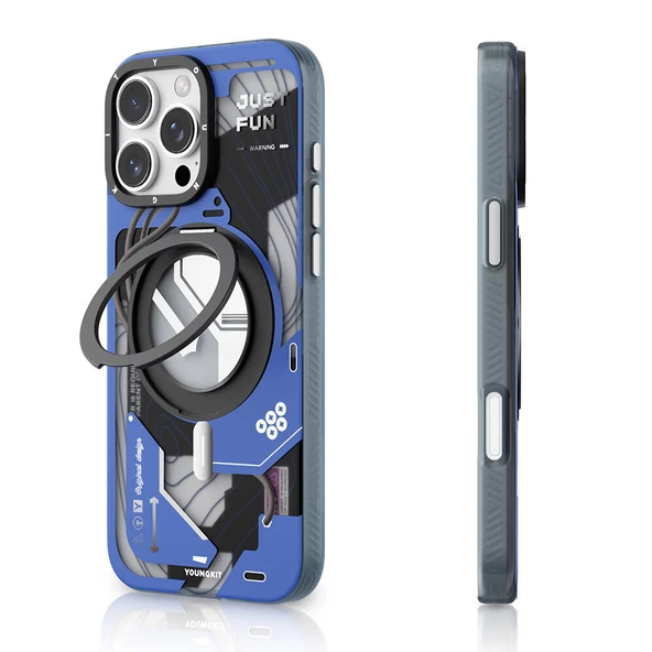 Youngkit Apple iPhone 16 Pro Kılıf Magsafe Şarj Özellikli Youngkit 360° Standlı Starship Serisi Kapak ürün görseli 1