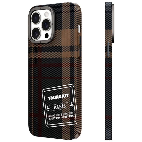 Youngkit Apple iPhone 15 Pro Kılıf Ekose Desenli Youngkit Gezhi Serisi Kapak ürün görseli 1