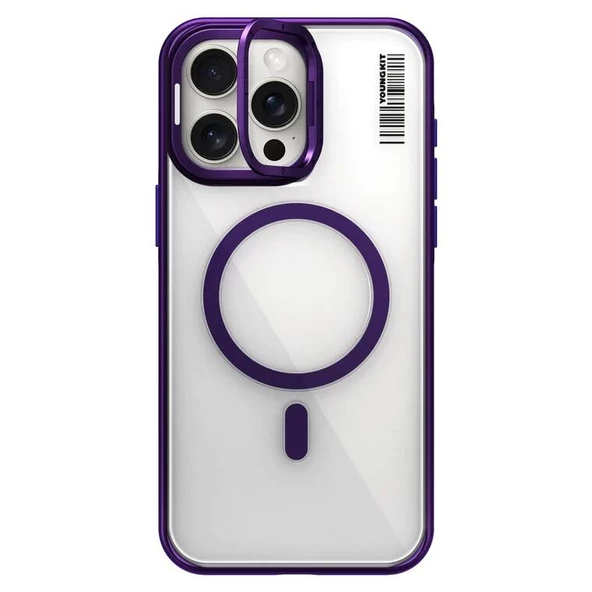 Youngkit Apple iPhone 14 Pro Max Kılıf Magsafe Şarj Özellikli Sararma Önleyici Youngkit Crystal Grid Kapak ürün görseli 1