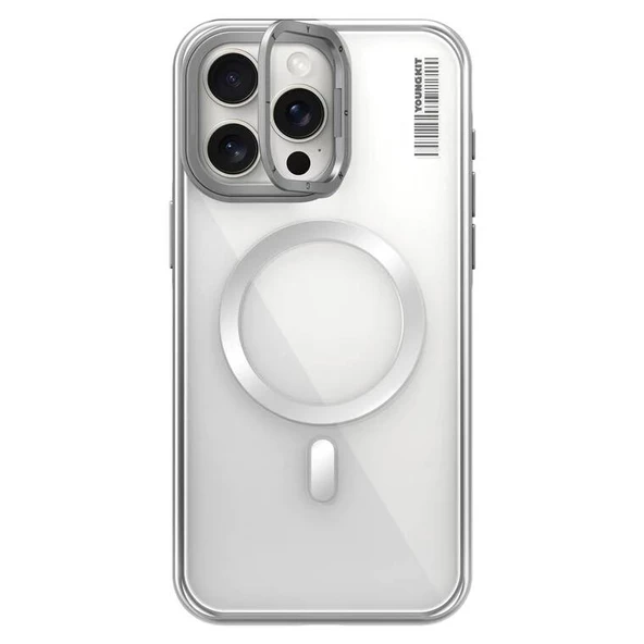 Youngkit Apple iPhone 15 Pro Kılıf Magsafe Şarj Özellikli Sararma Önleyici Youngkit Crystal Grid Kapak ürün görseli 1