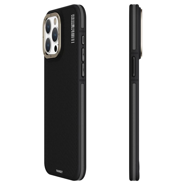 Youngkit Apple iPhone 15 Pro Max Kılıf Magsafe Şarj Özellikli YoungKit 600D Kevlar Kapak ürün görseli 1