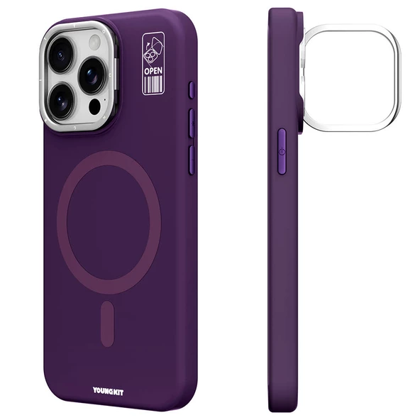 Youngkit Apple iPhone 14 Pro Kılıf Magsafe Şarj Özellikli Kamera Standlı Youngkit Bitty Cream Kapak ürün görseli 1